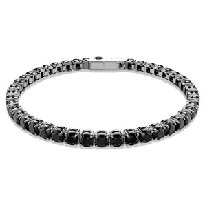 Bracciale Swarovski Tennis Matrix Taglio Round, Nero, Placcato rutenio (Misura XL)
