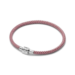 Bracciale in Corda Rosa con Chiusura a Barile
Argento Sterling 925