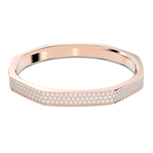 Bracciale Swarovski rigido Dextera Forma ottagonale, Bianco, Placcato color oro rosa (Misura L)