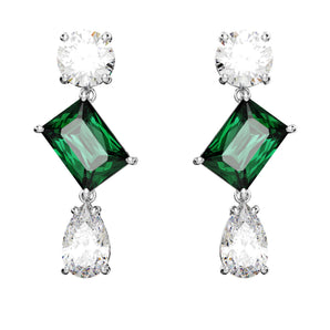 Orecchini Swarovski pendenti Mesmera Taglio misto, Verdi, Placcato rodio