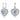 Orecchini Swarovski pendenti Hyperbola Cuore, Blu, Placcato rodio