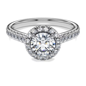 Anello solitario halo Eternity 1,33CT G VS, Diamanti creati in laboratorio Oro bianco 18 K