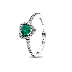 Anello Cuore in Rilievo Verde Scuro (Misura 52)