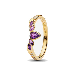 Principesse Disney, Frozen, Anna, Anello TiaraPlaccatura in Oro 14k(Misura 50)