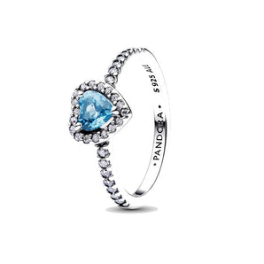 Anello Cuore in Rilievo Azzurro (Misura 56)