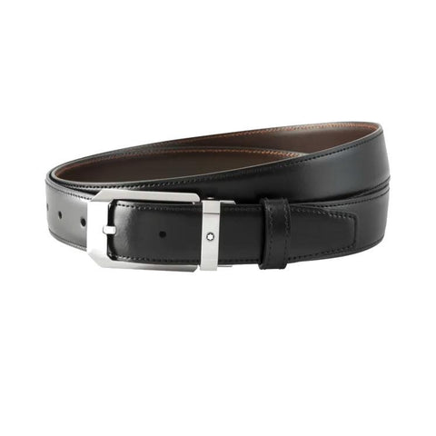 Cintura Montblanc reversibile in pelle nera marrone 30 mm