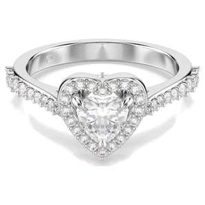 Anello con motivo Una Angelic Taglio misto, Cuore, Bianco, Placcato rodio