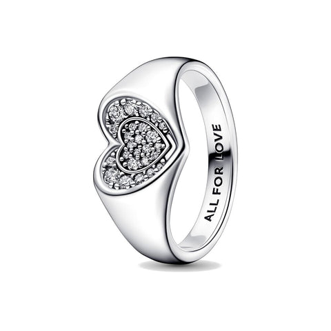 Anello Pandora Cuore Pavé Sigillo (Misura 52)