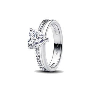 Anello Doppia Fascia con Cuore (Misura 54)