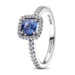 Anello Punto Luce Quadrato Blu (Misura 48)