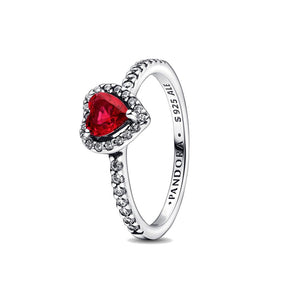 Anello Pandora Cuore Rosso e Pavè (Misura 48)