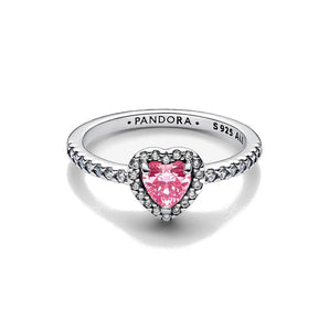Anello Cuore in Rilievo Rosa (Misura 58)