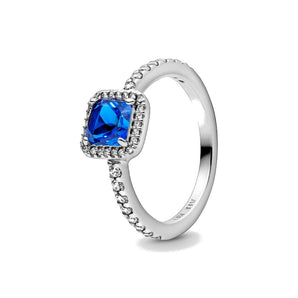 Anello Punto Luce Quadrato Blu (Misura 54)