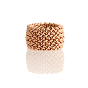 Anello Unoaerre argento colore oro rosa maglia chicco di riso