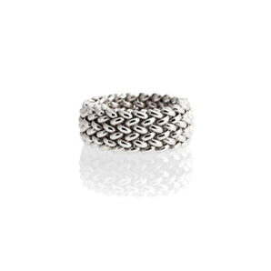Anello unoaerre in argento bianco chicco