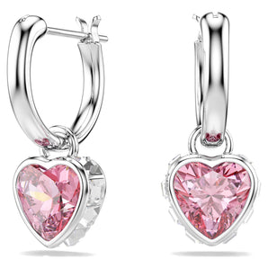 Orecchini pendenti Chroma Cuore, Rosa, Placcato rodio