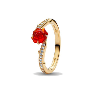 Disney, La Bella e La Bestia, Anello Rosa Incantata Vetro di Murano
Placcatura in Oro 14k
(Misura 54)