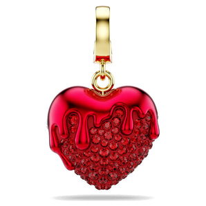 Charm Idyllia Taglio Round, Cuore, Rosso, Placcato color oro