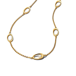 Collana Ovali Linea Sinuosa e Perla D'Acqua Dolce Coltivata
Placcatura in Oro 14k