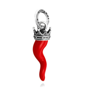 Charm corno rosso corona piccolo