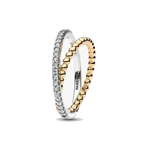 Anello Fascia Intrecciata Sfere e Pavé (Misura 56)