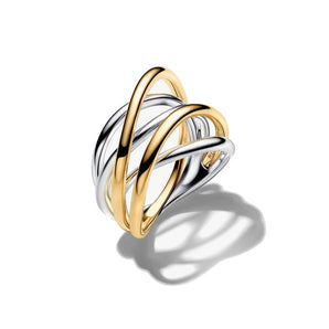 Anello Linee Intrecciate Bicolore