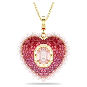 Pendente Idyllia Taglio misto, Cuore, Rosa, Placcato color oro