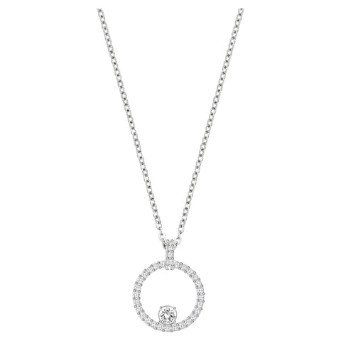 Collana Swarovski con Pendente Creativity Circle, bianco, Placcatura rodio