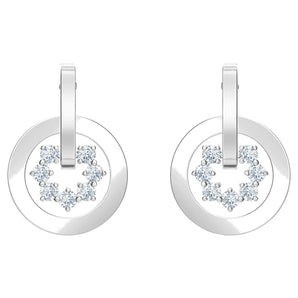 Orecchini Swarovski a goccia  buco Further, bianco, Placcatura rodio