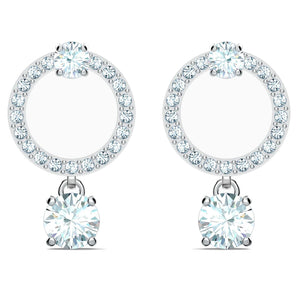 Orecchini Attract Circle, bianco, placcato rodio
