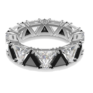 Anello Swarovski cocktail Millenia Cristalli taglio triangolo, Nero, Placcato rodio (Misura 58)