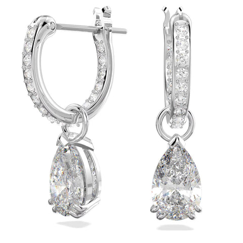 Orecchini Swarovski a cerchio Millenia Taglio Pear, Bianchi, Placcato rodio