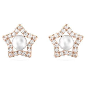 Orecchini Swarovski a lobo Stella Crystal pearls, Stella, Bianchi, Placcato color oro rosa