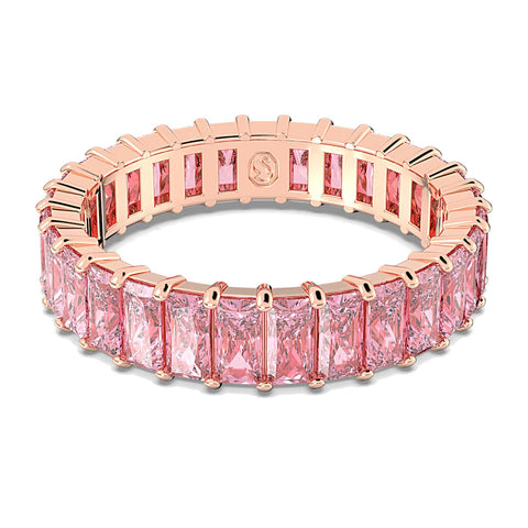 Anello Swarovski Matrix Taglio baguette, Rosa, Placcato color oro rosa (Misura 52)