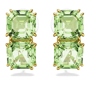 Orecchini Swarovski a clip Millenia Taglio squadrato, Verdi, Placcato color oro