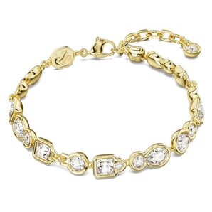 Braccialetto Dextera Taglio misto, Bianco, Placcato color oro Swarovski