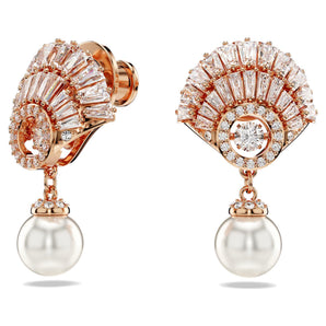 Orecchini Swarovski pendenti Idyllia Conchiglia, Bianchi, Placcato color oro rosa