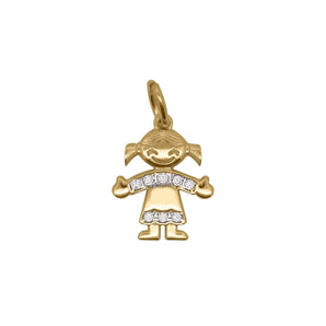 Charm Bar Rue Des Mille argento dorato a bimba con zirconi