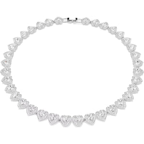 Collana Tennis Ariana Grande x Swarovski Taglio misto, Cuore, Bianca, Placcato rodio