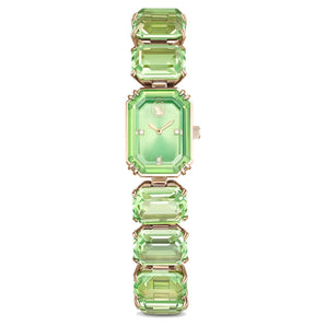 Orologio Braccialetto con taglio Octagon, Verde, Finitura in tonalità champagne dorato