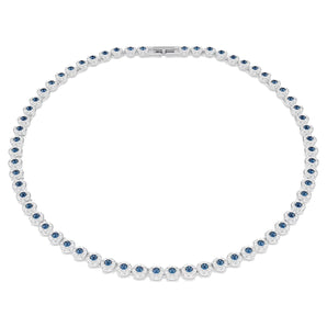 Swarovski Collana Tennis Una Angelic Taglio Round, Blu, Placcato rodio