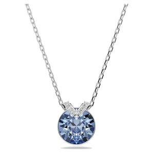 Pendente Bella V Taglio Round, Blu, Placcato rodio