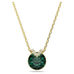 Pendente Bella V Taglio Round, Verde, Placcato color oro
