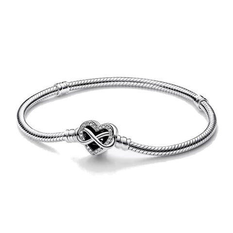 Bracciale Pandora con Chiusura Cuore Infinito Pietre Luminose (Misura 18cm)