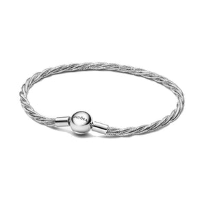 Bracciale Maglia Doppia Intrecciata con Chiusura a Sfera (Misura 21 Cm)