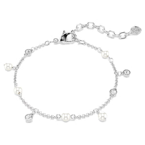 Braccialetto Imber Crystal Pearl, Taglio Round, Bianco, Placcato rodio