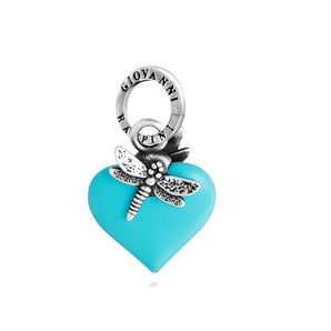 Charm cuore libellula azzurro Giovanni Raspini