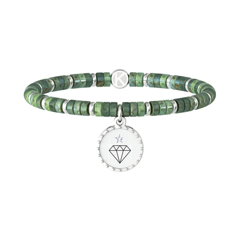 Bracciale Kidult diaspro verde e acciaio 316L