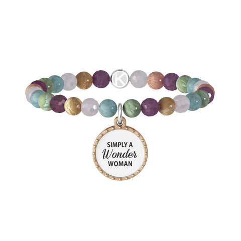 Bracciale pietre multicolor acciaio 316L PVD Rosé Kidult, Simply a wonder woman