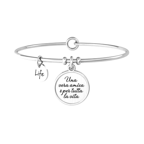 Bracciale Kidult rigido amica con ciondolo e frase